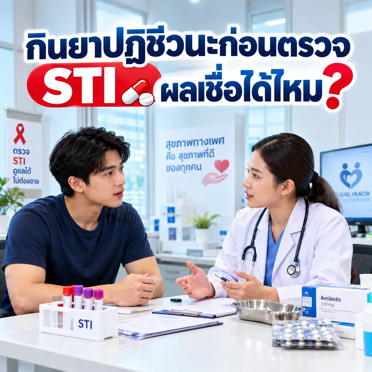 กินยาปฏิชีวนะก่อนตรวจ STI ผลเชื่อได้ไหม