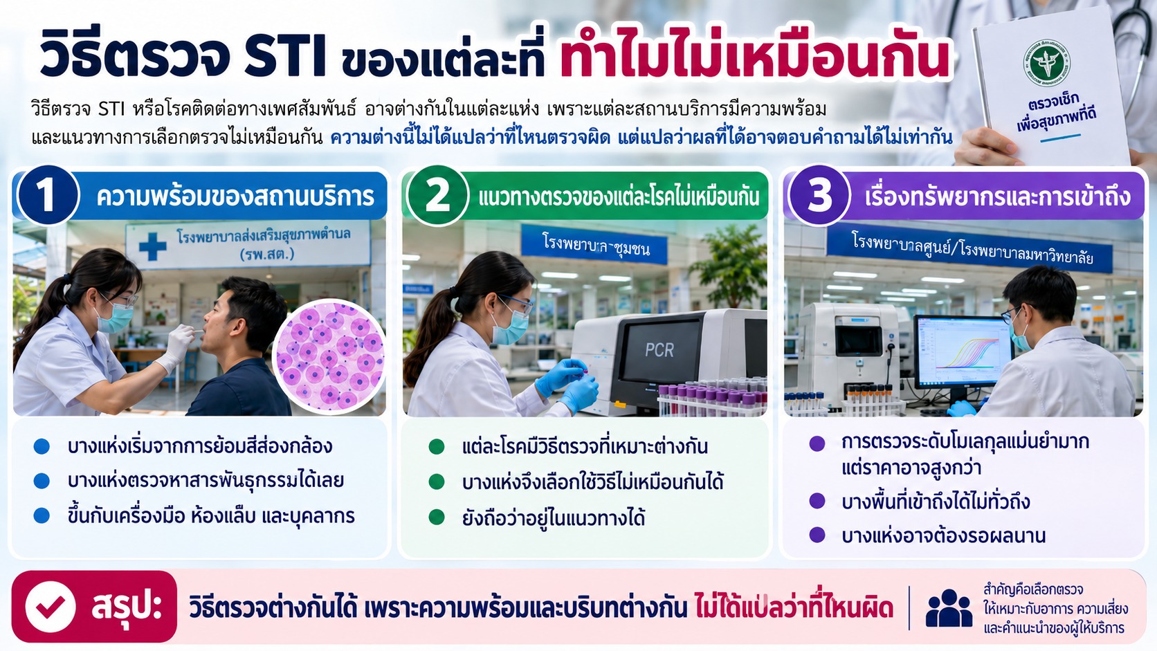 วิธีตรวจ STI ของแต่ละที่ ทำไมไม่เหมือนกัน